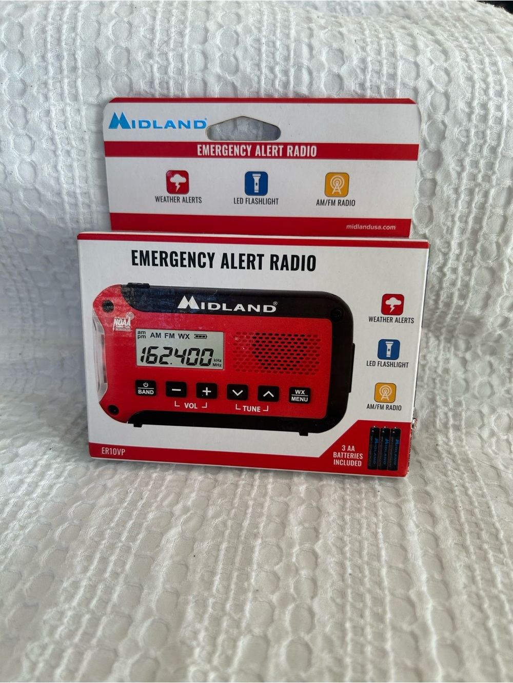 Midland Red Emergency Alert AM/FM Weather Radio with LED Flashlight